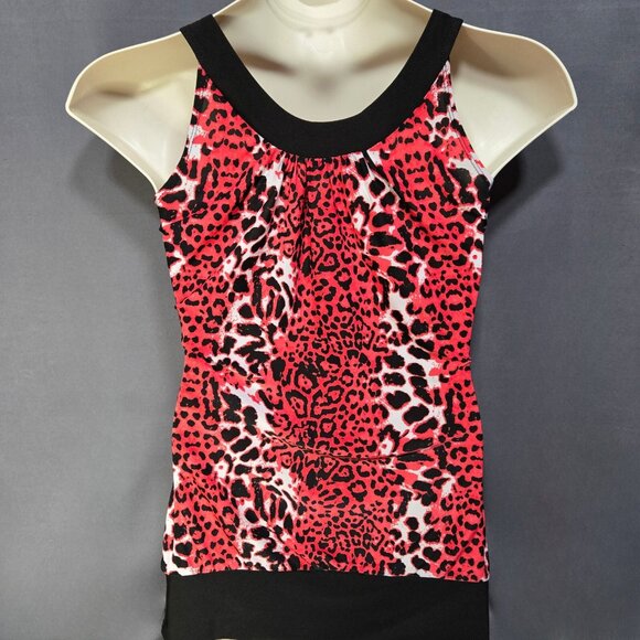 Y2K Leopard Print Long Top Size M Neon Orange Black Trashy Mcbling Scene Gyaru - Picture 6 of 8